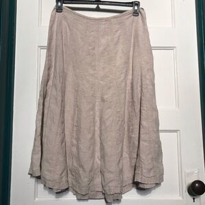 Talbots Tan Irish Linen Skirt Boho